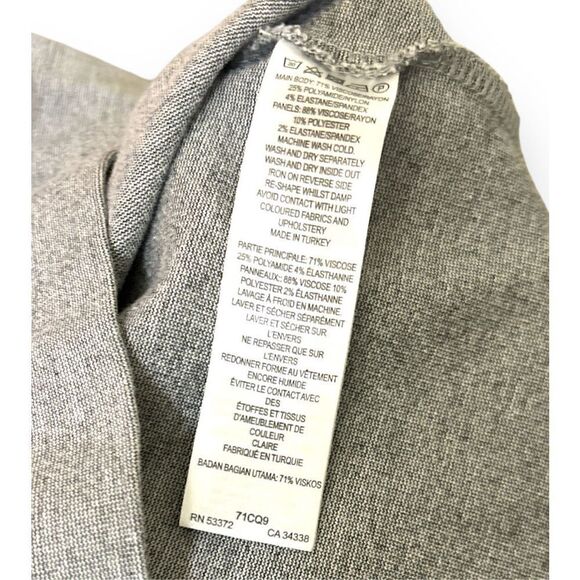 French Connection NWOT 8 Chic Bodycon Dress Black Gray Peach 37 Length Zip Closu - Picture 3 of 7